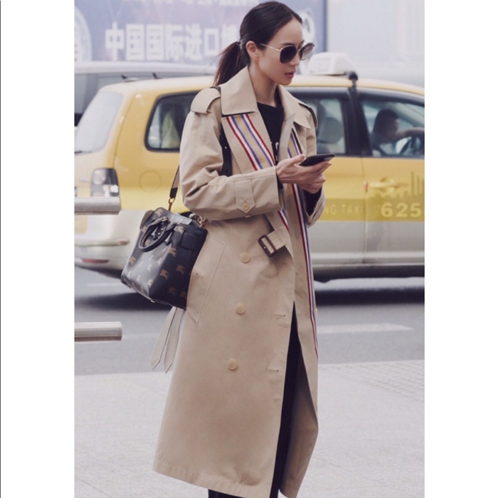 Burberry Striped Ribbon Garbadine Trench Coat